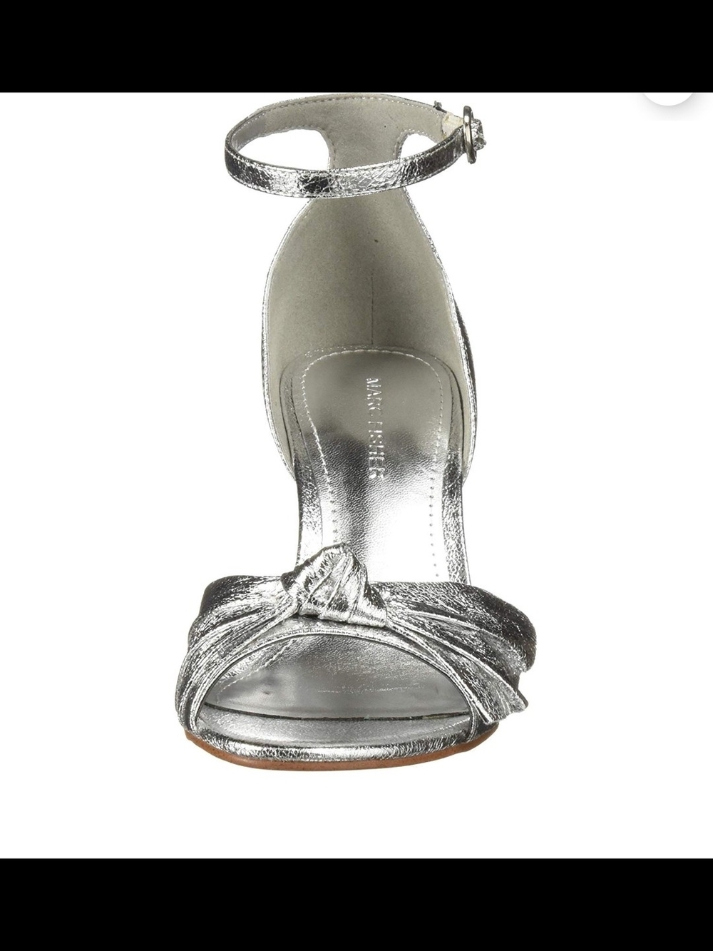 New Marc Fisher Silver Metallic Ankle-Strap Peep-Toe Heel - Picture 2 of 7